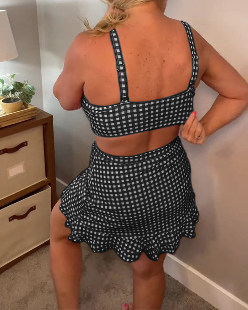 Estelle | Ensemble de bikinis à bretelles à carreaux