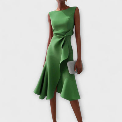 Juliette – Robe Midi Asymétrique Drapée