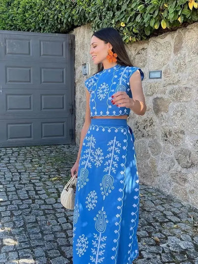 Camilla - Ensemble imprimé Top et Jupe
