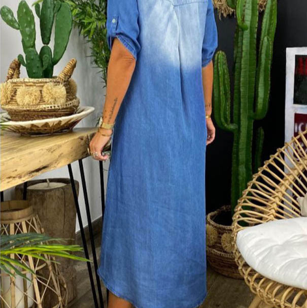 Ilse™ | Robe mi-denim à col en V d'été