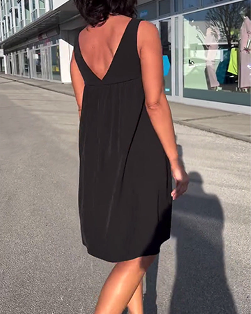 Hélène - Robe Sans Manches Unie Shift