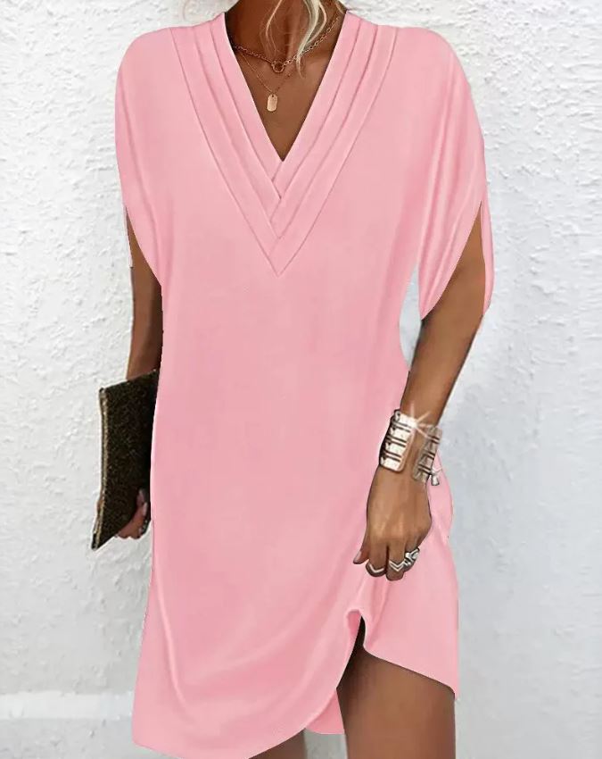 Robe élégante unie avec des manches à ouvertures
