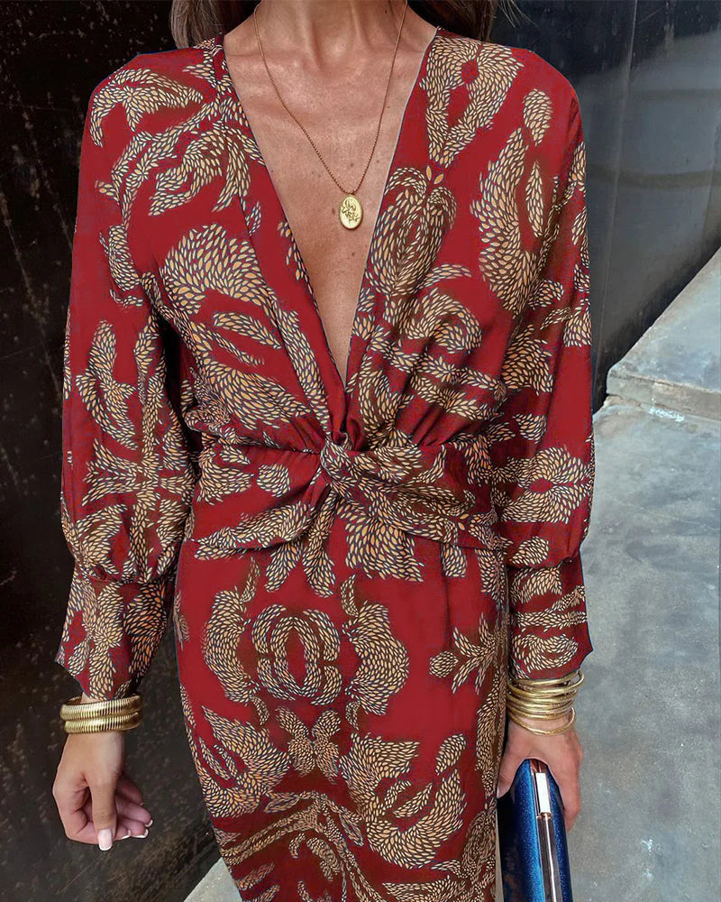 Dineke - Élégante robe à manches longues avec imprimé floral