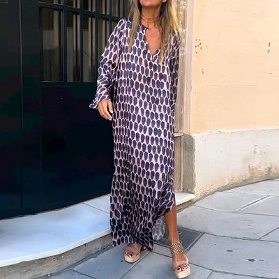 Bellevo | Robe Élégante avec Imprimé Marron