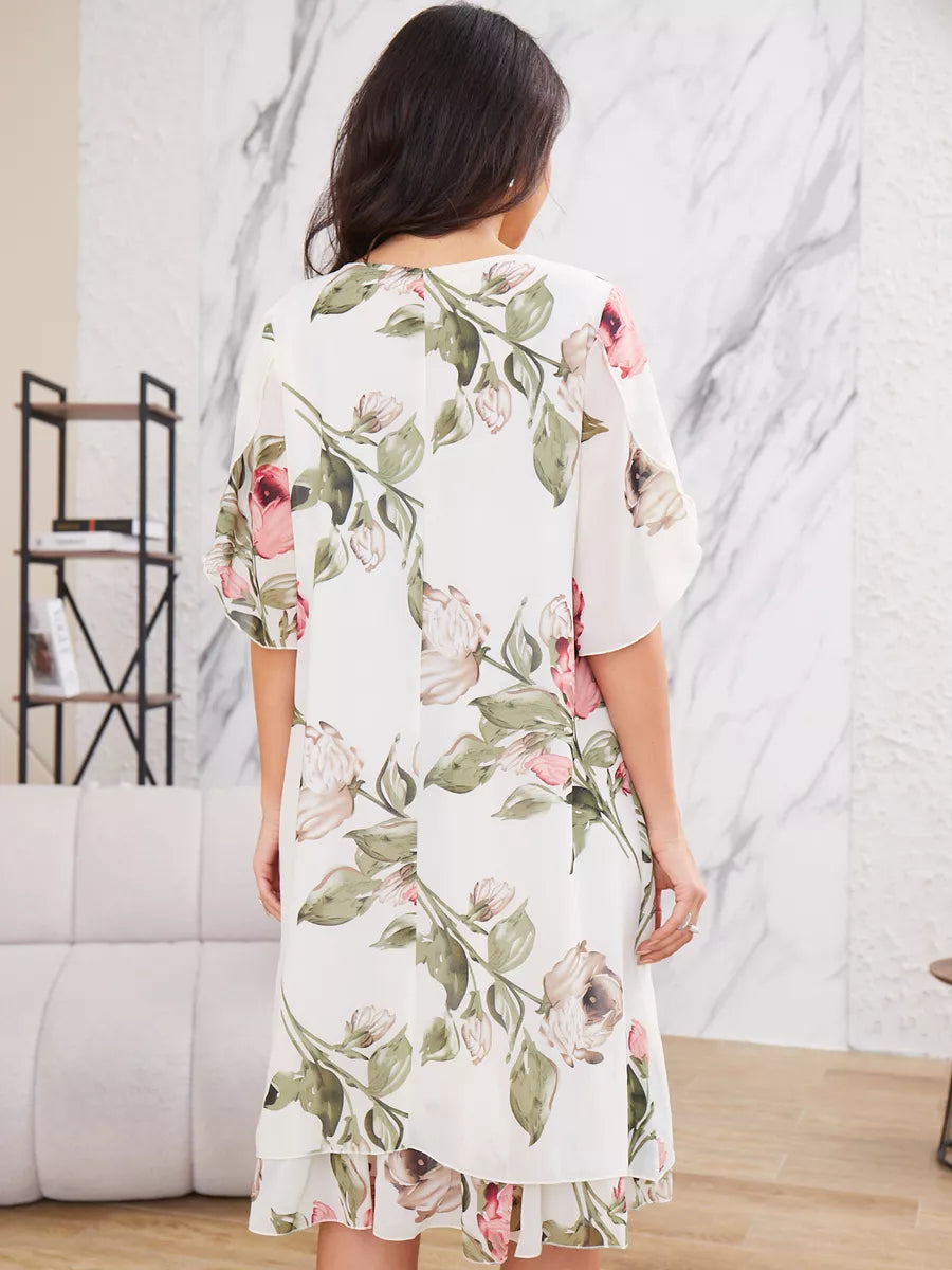 Judith | Élégante robe en chiffon avec imprimé floral