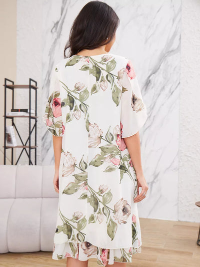 Judith | Élégante robe en chiffon avec imprimé floral