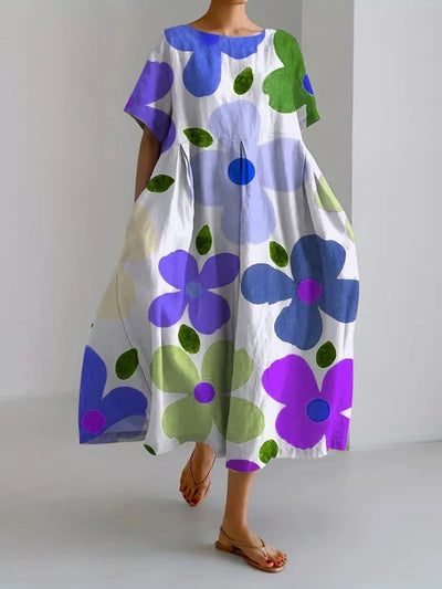 Eliana | Robe midi fleurie et joyeuse pour des journées d'été insouciantes