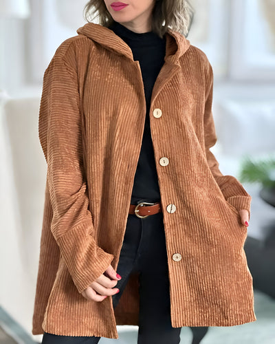 ANIKA™ | Veste en velours côtelé décontractée avec capuche