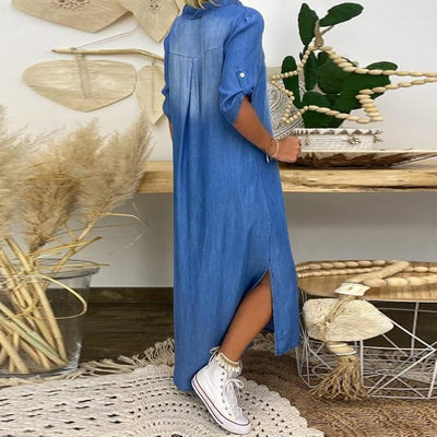 Ilse™ | Robe mi-denim à col en V d'été