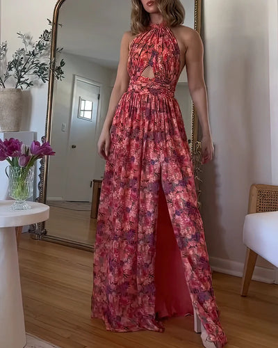 Isa Luna | Robe maxi dos nu avec imprimé floral