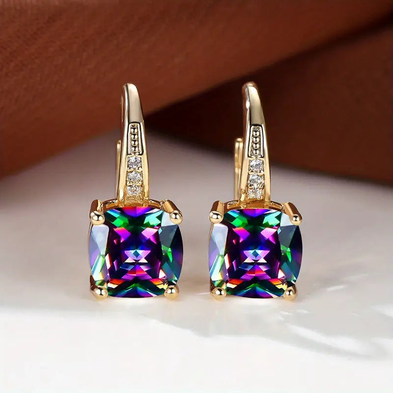 Boucles d'oreilles créoles Mystic Stone | Or