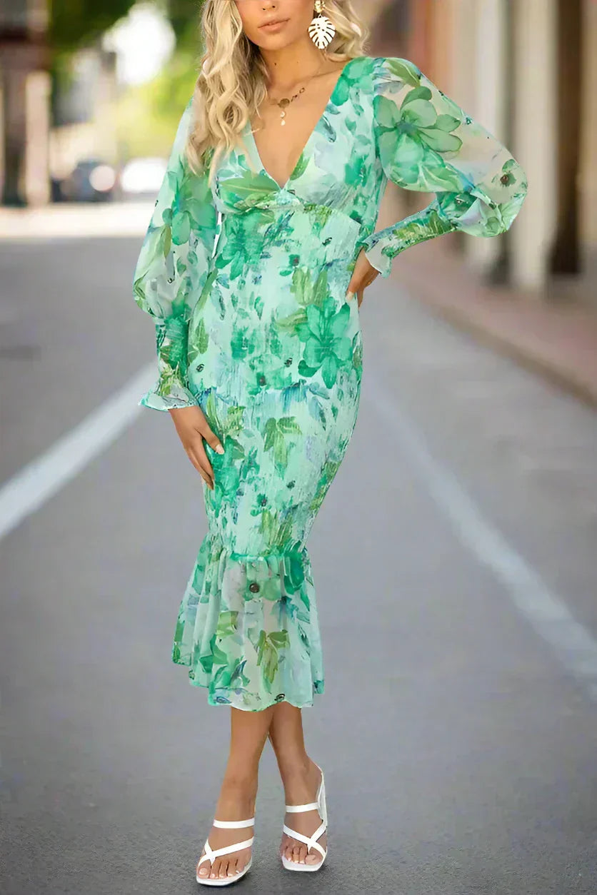 Melissa - Robe midi avec volants floraux
