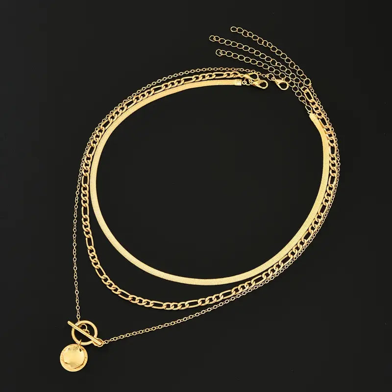 Collier à couches avec pièces texturées Savira | Or