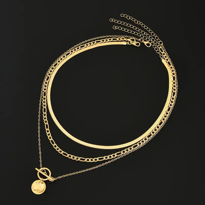 Collier à couches avec pièces texturées Savira | Or