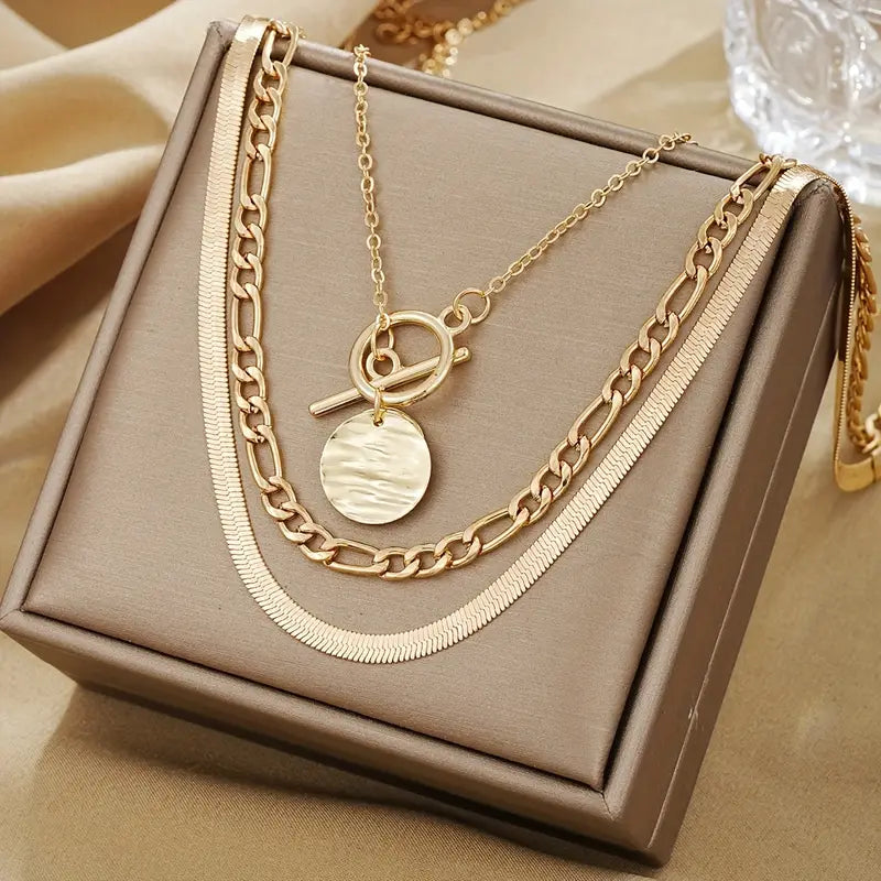 Collier à couches avec pièces texturées Savira | Or