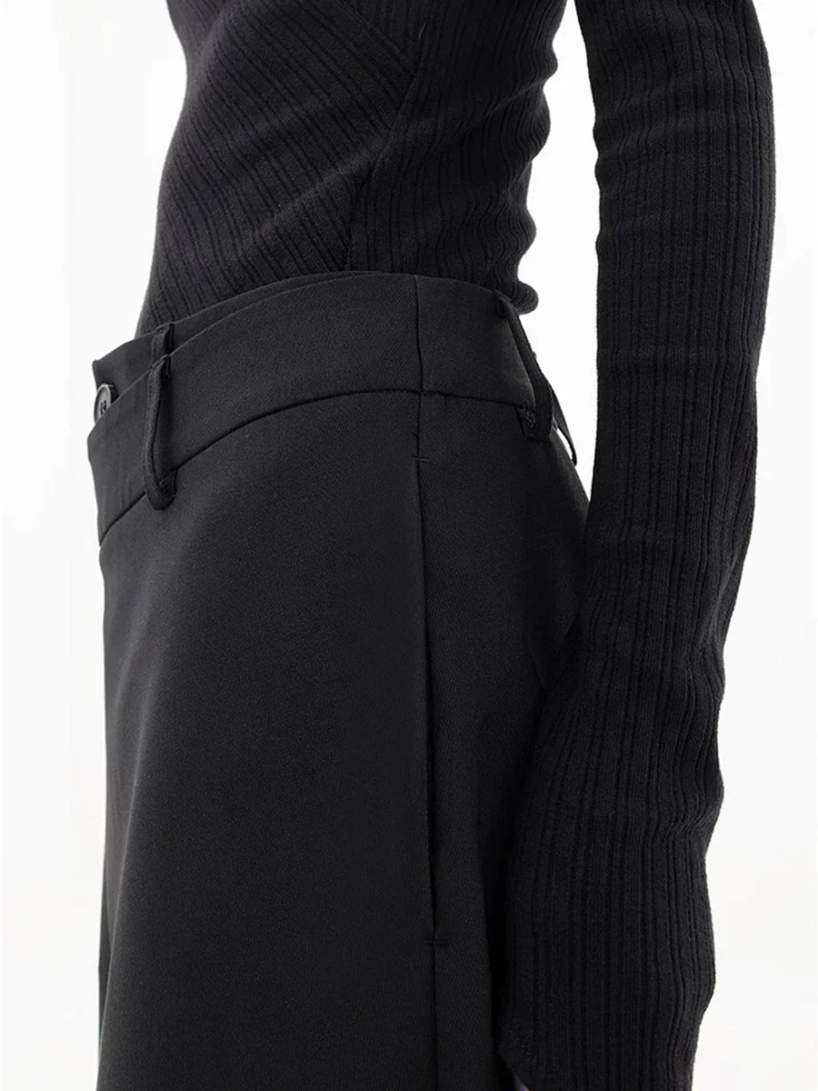 Leja - pantaloni a gamba larga con bottoni sovrapposti per donne