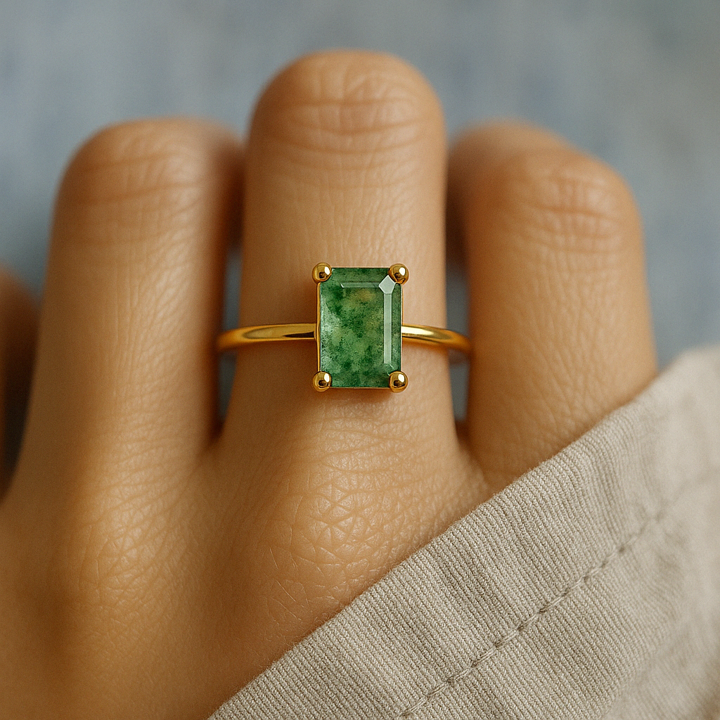 Bague en Agate Mousse Naturelle