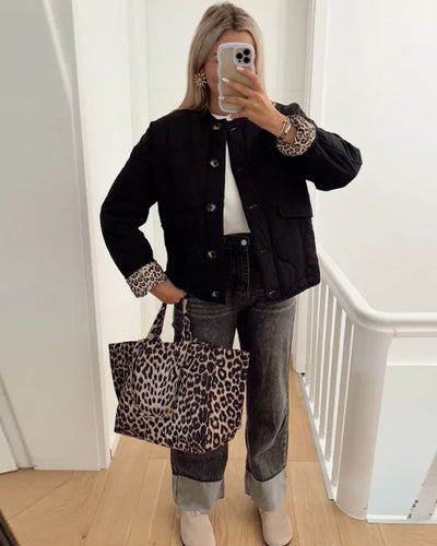 Noémie™ Veste élégante avec doublure léopard