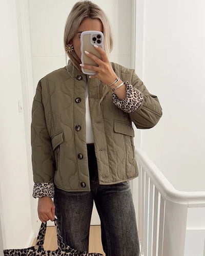 Noémie™ Veste élégante avec doublure léopard