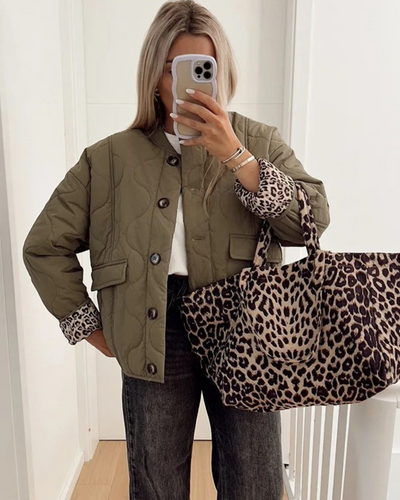Noémie™ Veste élégante avec doublure léopard