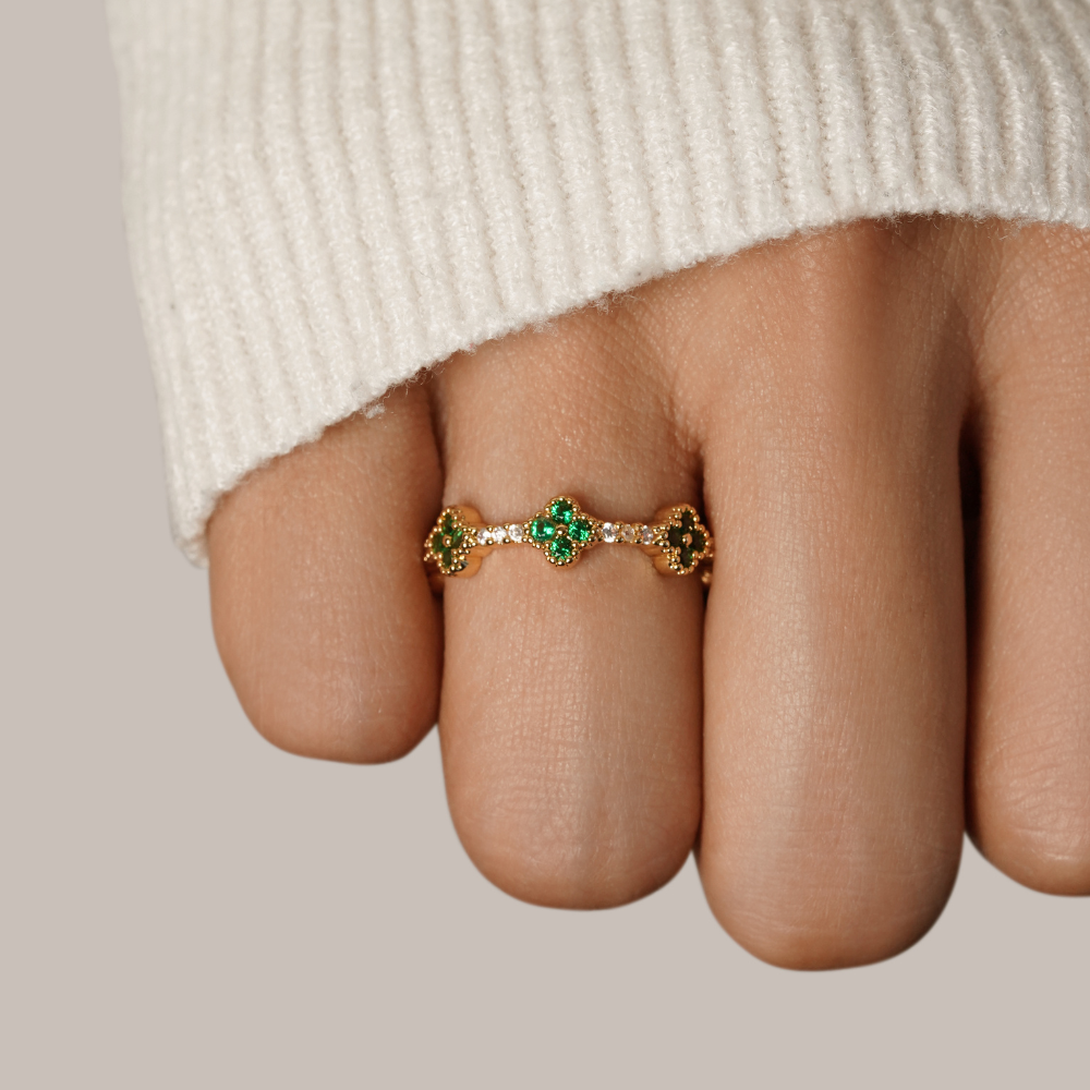 Chance - Bague en cristal Trèfle