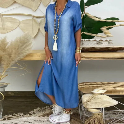 Ilse™ | Robe mi-denim à col en V d'été