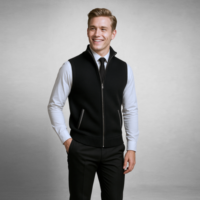 Gilet en Laine Harrison à Zip Complet