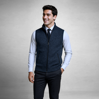 Gilet en Laine Harrison à Zip Complet