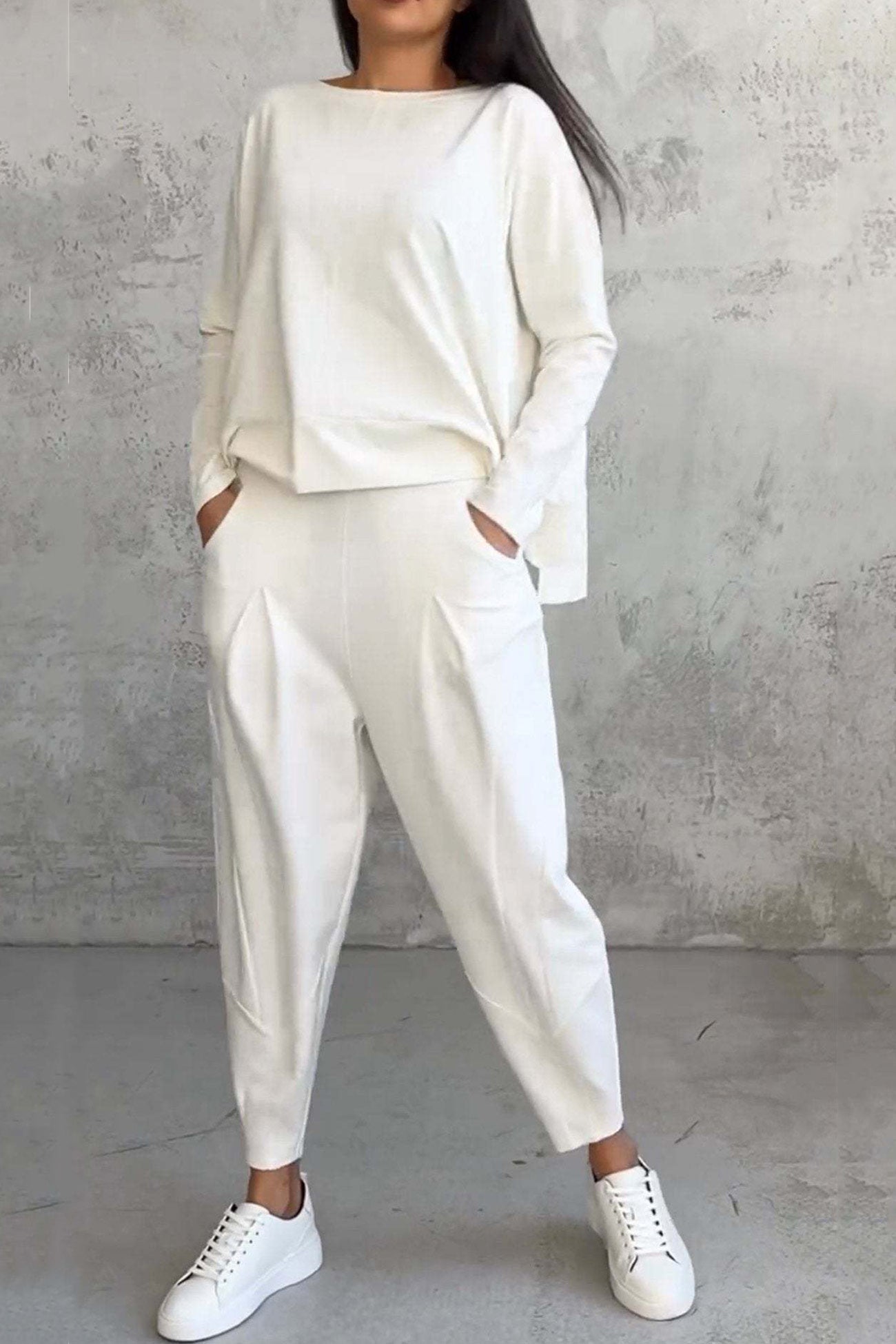 Ensemble Sweatshirt à Ourlet Irregulier
