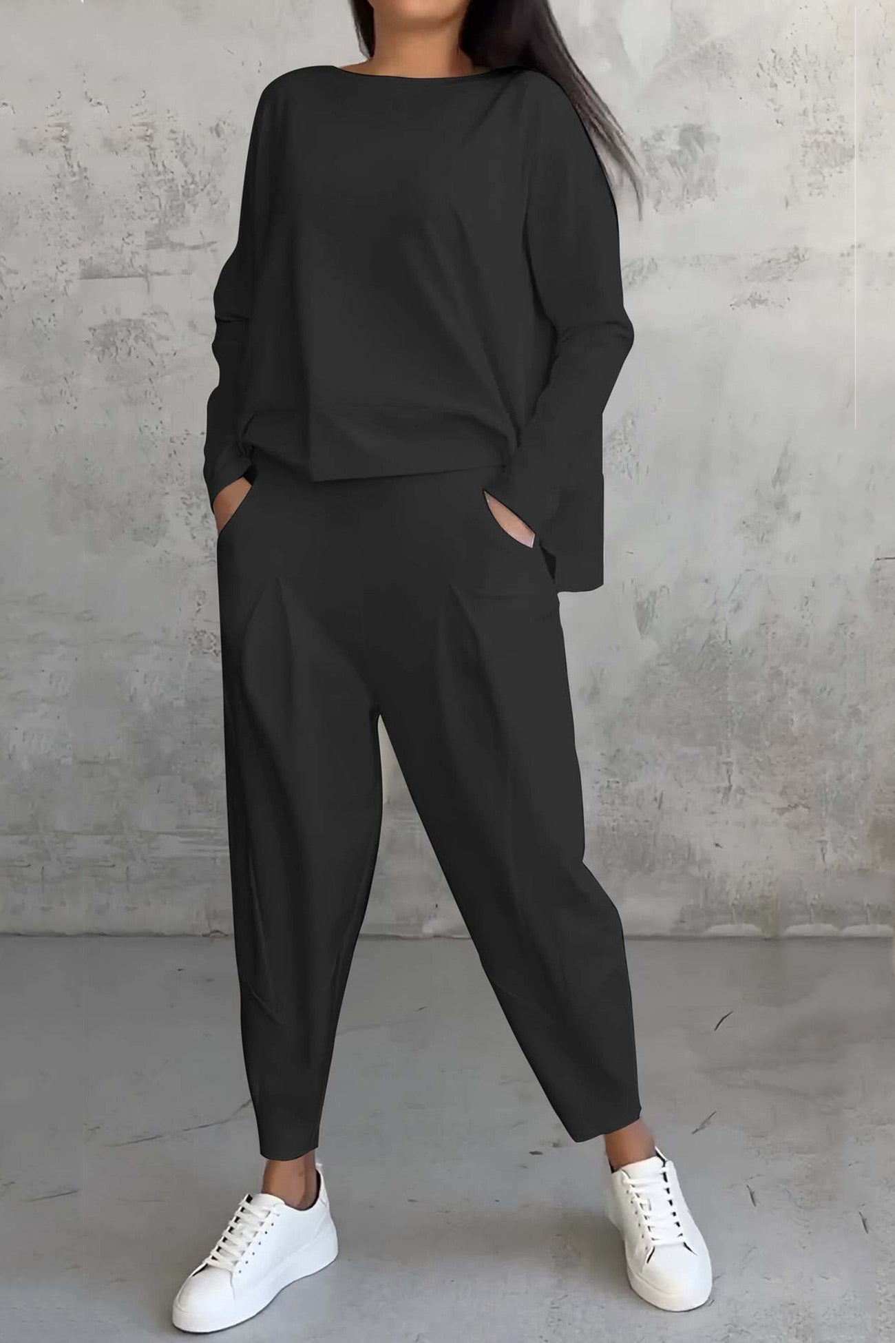 Ensemble Sweatshirt à Ourlet Irregulier