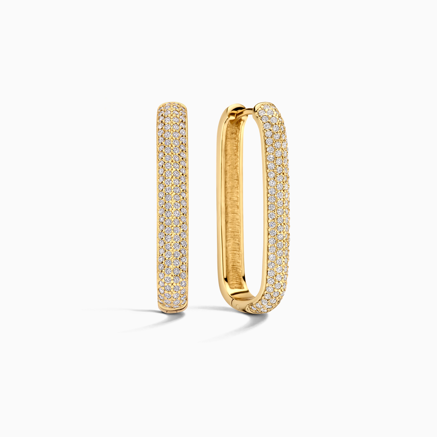 Boucles d'oreilles créoles avec grandes icônes pavé | Or