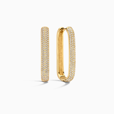 Boucles d'oreilles créoles avec grandes icônes pavé | Or