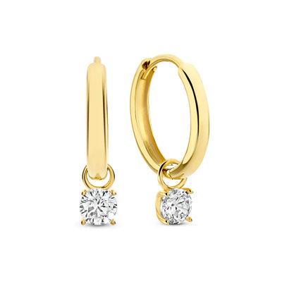 Boucles d'oreilles créoles avec pierres Larmes de Lune | Or