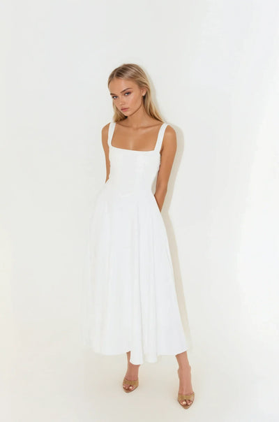 Mina - Robe longue à bretelles ajustables