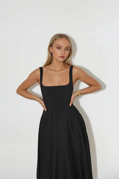 Mina - Robe longue à bretelles ajustables