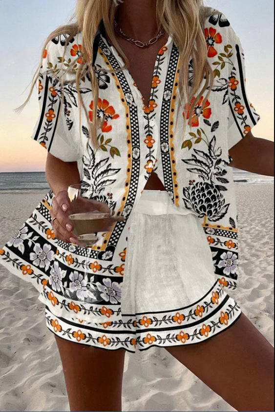 Irella™ | Ensemble court en lin avec imprimé floral