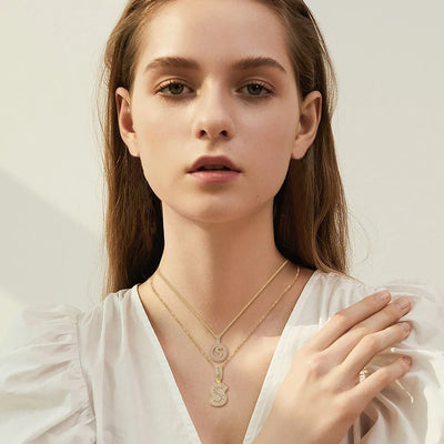Collier avec initiale incrustée | Or
