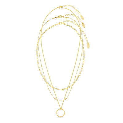 Collier à trois fils avec cercle ouvert | Or