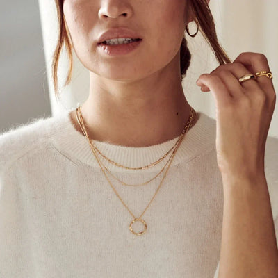 Collier à trois fils avec cercle ouvert | Or