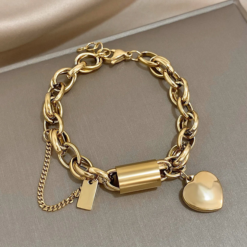 Bracelet Chunky Coeur | Or