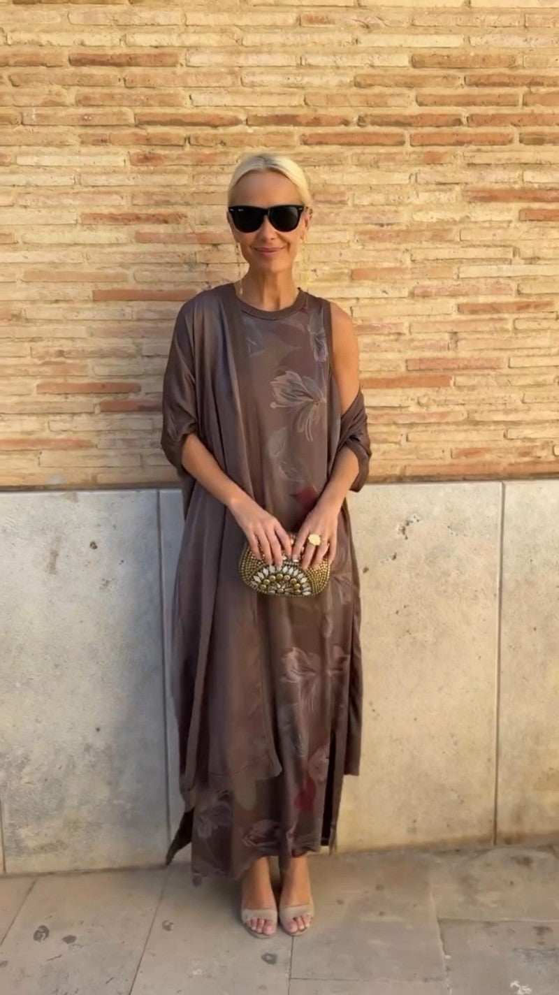 Dalía | Élégant robe longue avec châle assorti