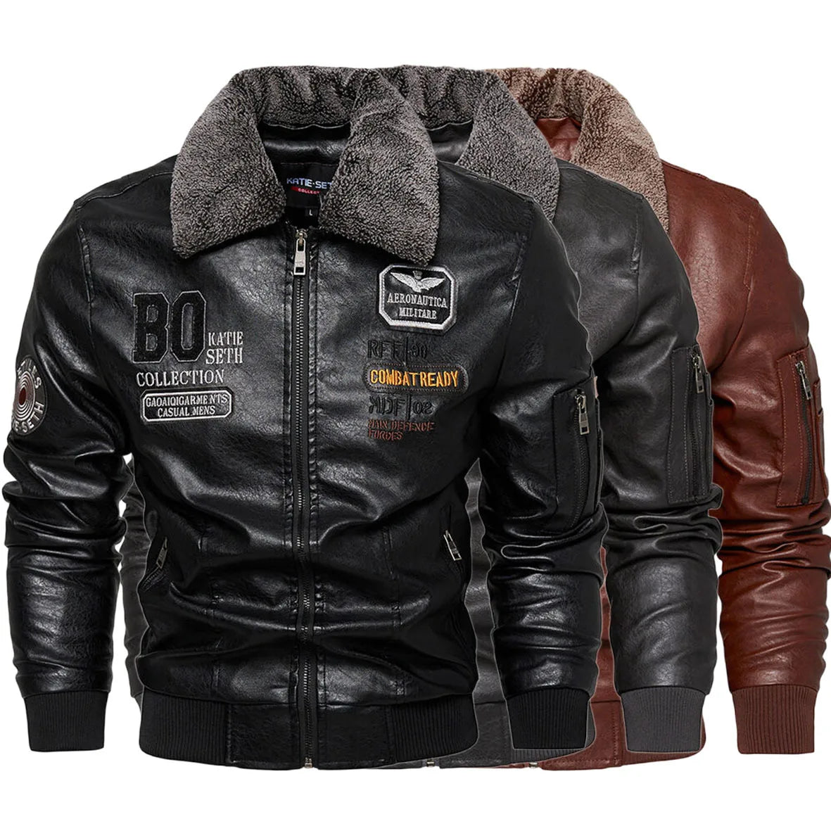 Raphaël™ | Blouson aviateur noir avec col fourré