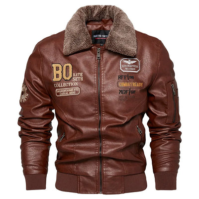 Raphaël™ | Blouson aviateur noir avec col fourré