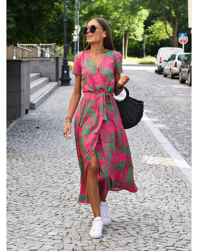 Amelie | Robe Midi Fleurie Enveloppante