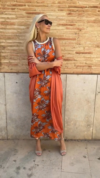 Carmesí | Robe longue élégante avec châle assorti