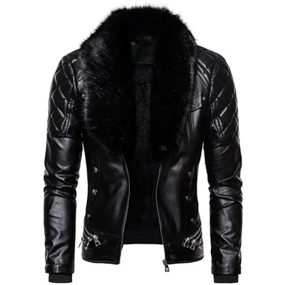 Thiago™ | Blouson aviateur marron avec col en fourrure noire