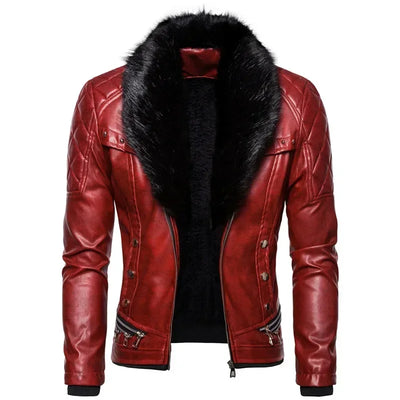 Thiago™ | Blouson aviateur marron avec col en fourrure noire