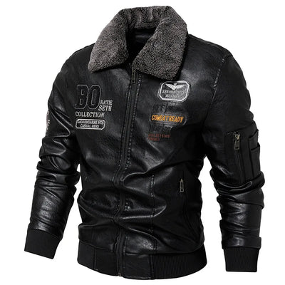 Raphaël™ | Blouson aviateur noir avec col fourré