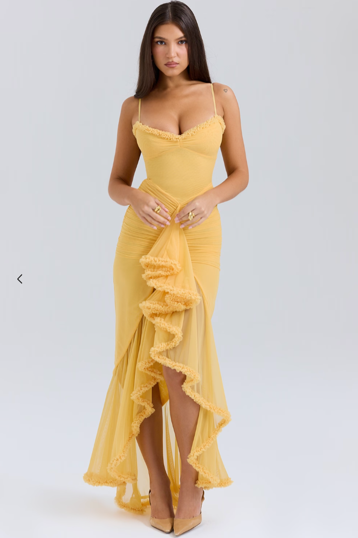 Alicia - Maxi-robe avec volants et fentes
