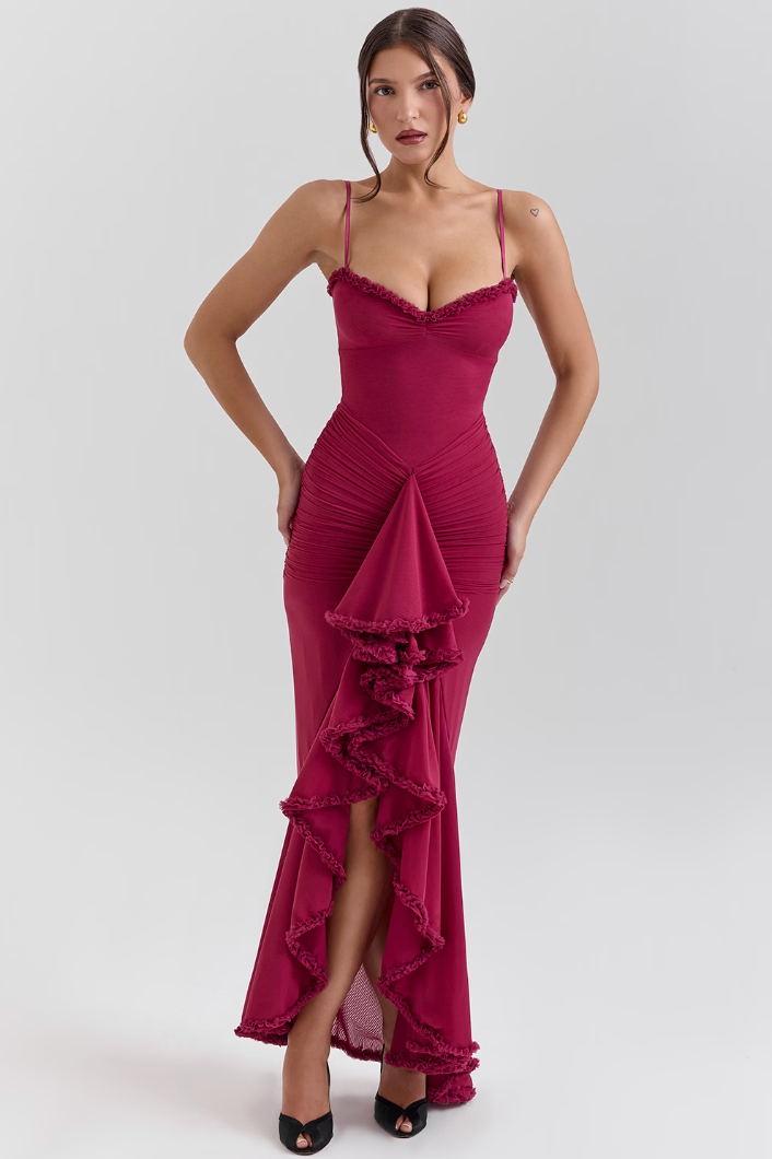 Alicia - Maxi-robe avec volants et fentes